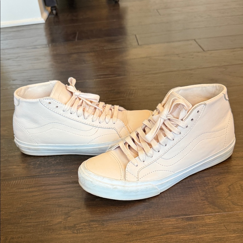 Vans Mid-Top Leather Sneakers in Light Pink